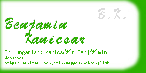 benjamin kanicsar business card